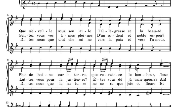 Partition de "l'hymne &agrave; la joie" par Beethoven 